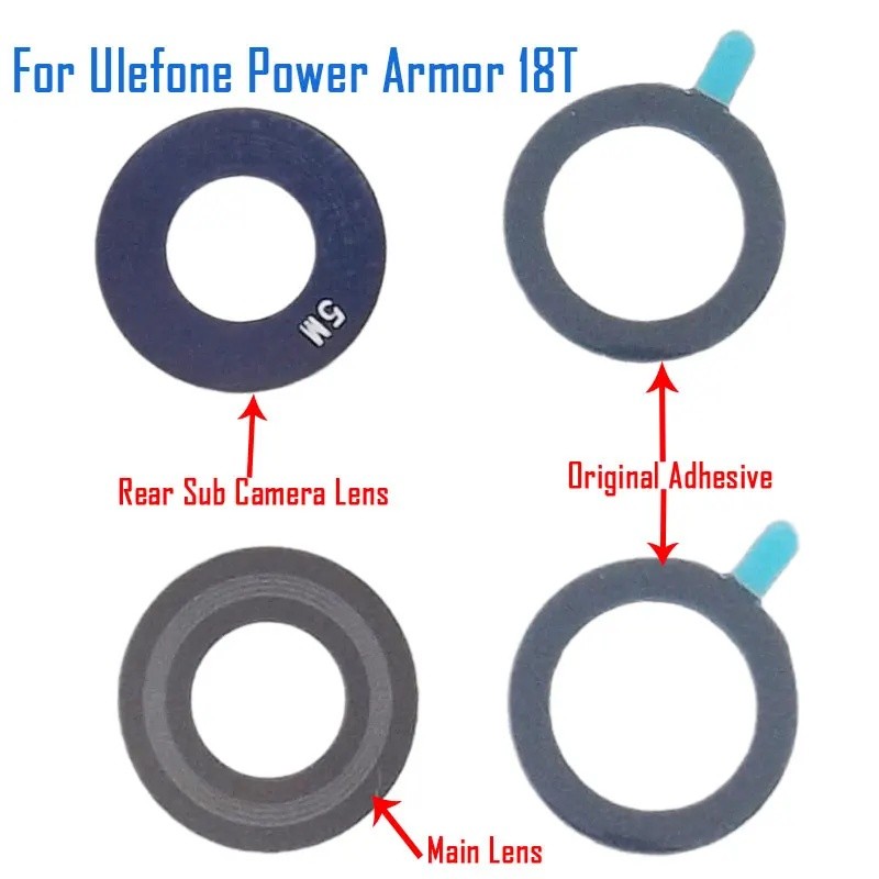 Ulefone Power Armor 18T เลนส์กล้องด้านหลังใหม่เดิมด้านหลังหลัก + Sub เลนส์กล้องฝาครอบกระจกสําหรับ Ul