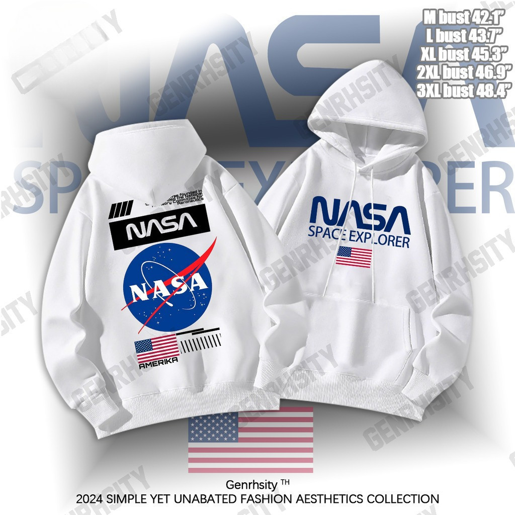 CODเสื้อฮู้ด Nasa Fashion Hoodie Y2k ฮู้ดแขนยาว Cotton Graphic Oversize Unisex ฮู้ด ไซซ์ M-3xl Korea