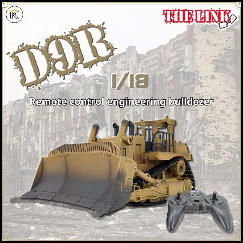 D9R 1:18 รีโมทคอนโทรลมัลติฟังก์ชั่น Bulldozer RC วิศวกรรมยานพาหนะงานอดิเรกรถคริสต์มาสของขวัญเหมาะสํา