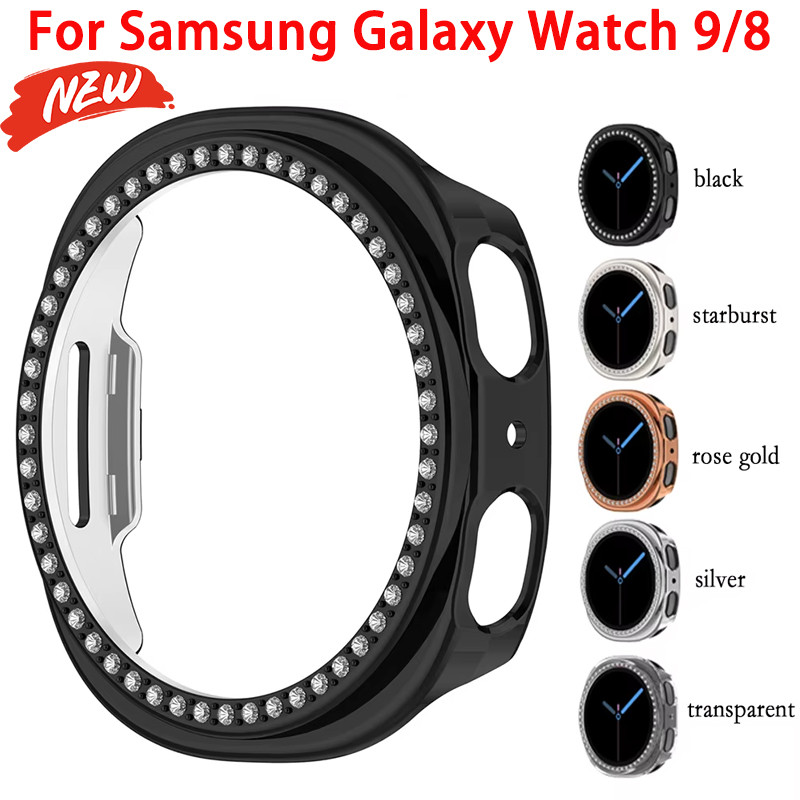 เคสเพชรพลาสติกสําหรับ Samsung Galaxy Watch 9/8 40 มม.44 มม.ฝาครอบนาฬิกากลวงตกแต่งเปลือก