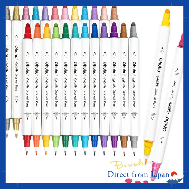 Ohuhu 24 Colors Dot Pen Set - Water-based Dot Markers for Drawing, Basic & Pastel Colors, Includes S