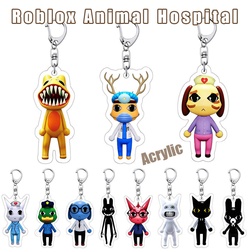 Roblox สัตว์โรงพยาบาลเกมพวงกุญแจอะคริลิค Stalker พยาบาลกระต่ายรูปจี้เครื่องประดับสําหรับกระเป๋าเป้สะพายหลัง