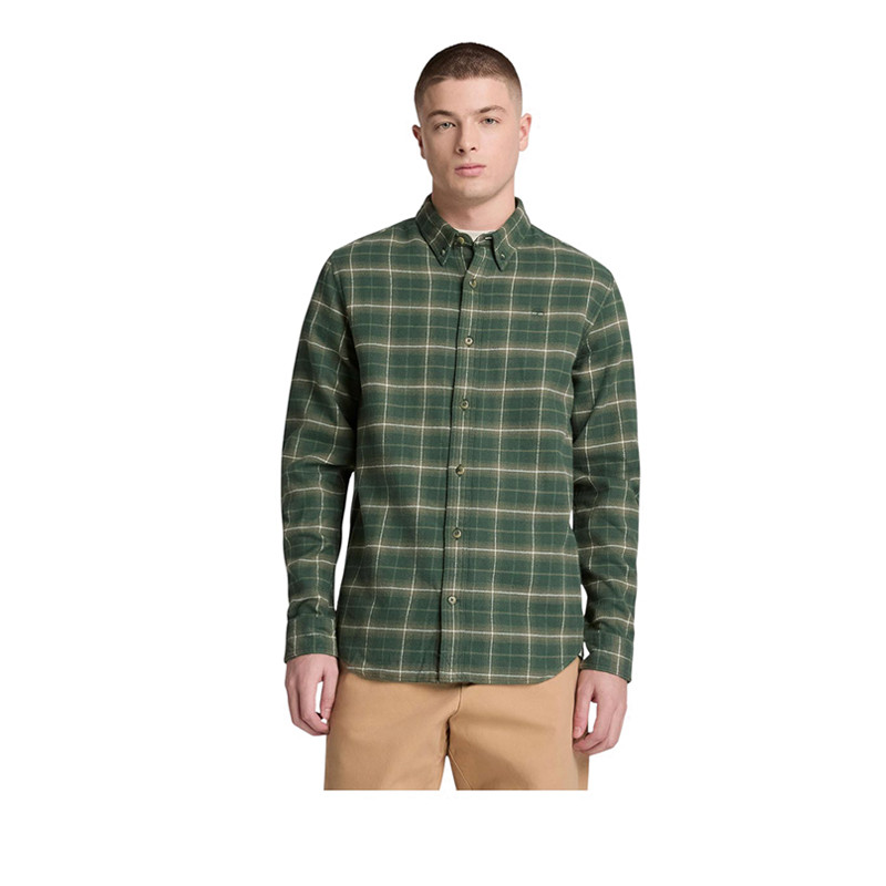 Timberland เสื้อเชิ้ตแฟลนเนลลายตาราง ผู้ชาย สีเขียว