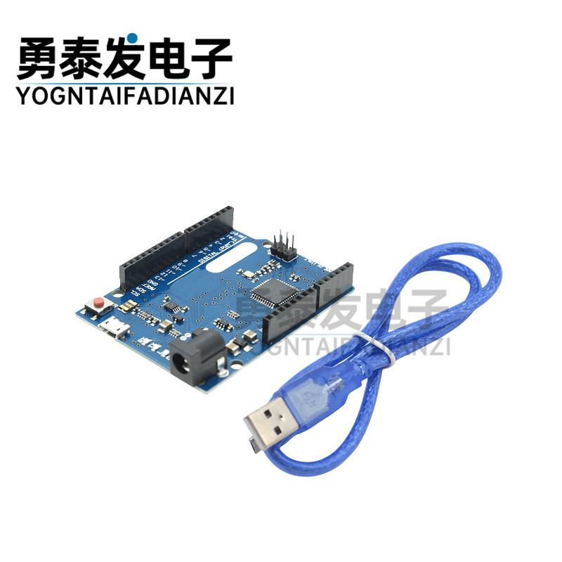 กระดานพัฒนา Leonardo R3 ATMEGA32U4 พร้อมสายเคเบิลข้อมูล Blue Board QFN Chip
