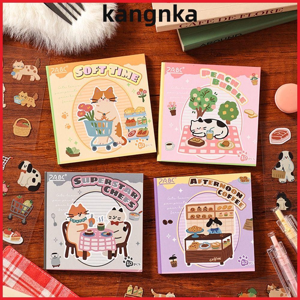 KANGNKA Die Cutting Stickers Book, การ์ตูน PET Cat Sticker Book, INS สไตล์คู่มือสติกเกอร์สําหรับ Jun