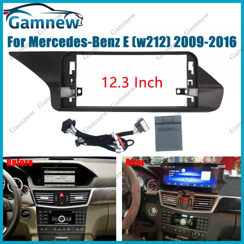 12.3 นิ้วกรอบรถ Fascia อะแดปเตอร์ Canbus ถอดรหัส Android วิทยุ Dash Fitting แผงชุดสําหรับ Benz E (w2