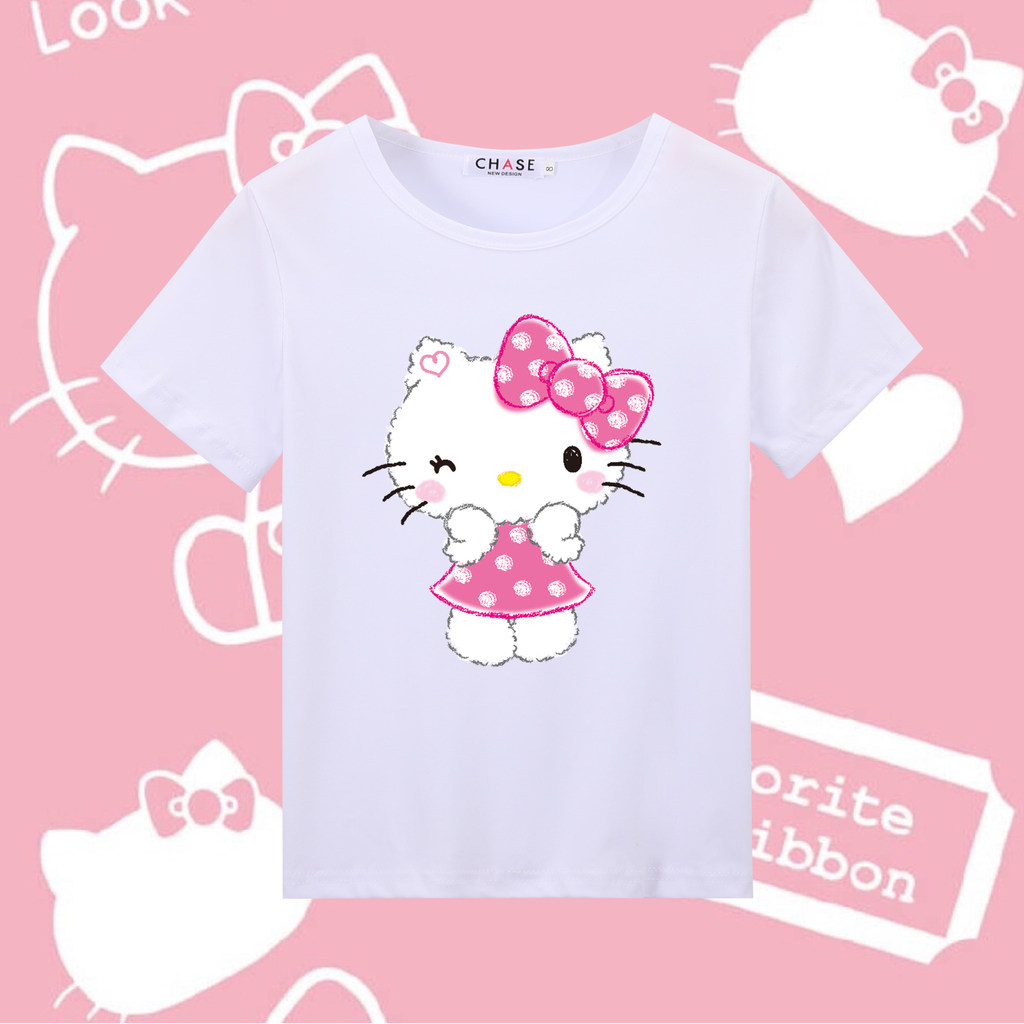 2026 สไตล์ใหม่ 2026 สาวญี่ปุ่นน่ารัก kt Cat Hello Kitty Hello Kitty สาวนักเรียนเสื้อยืดแขนสั้นเสื้อผ