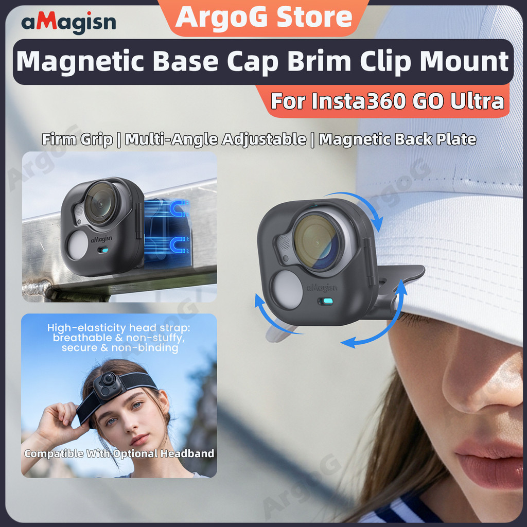 aMagisn คลิปหนีบหมวกแม่เหล็ก สำหรับ Insta360 GO Ultra ตัวยึด POV อเนกประสงค์ อุปกรณ์เสริม