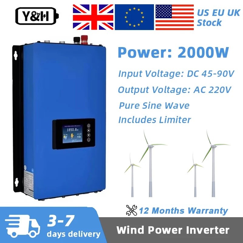 Y7TE Y & H 2000W MPPT พลังงานลมบนตาราง Tie อินเวอร์เตอร์ Pure Sine Wave Limiter Sensor Dump โหลด 230