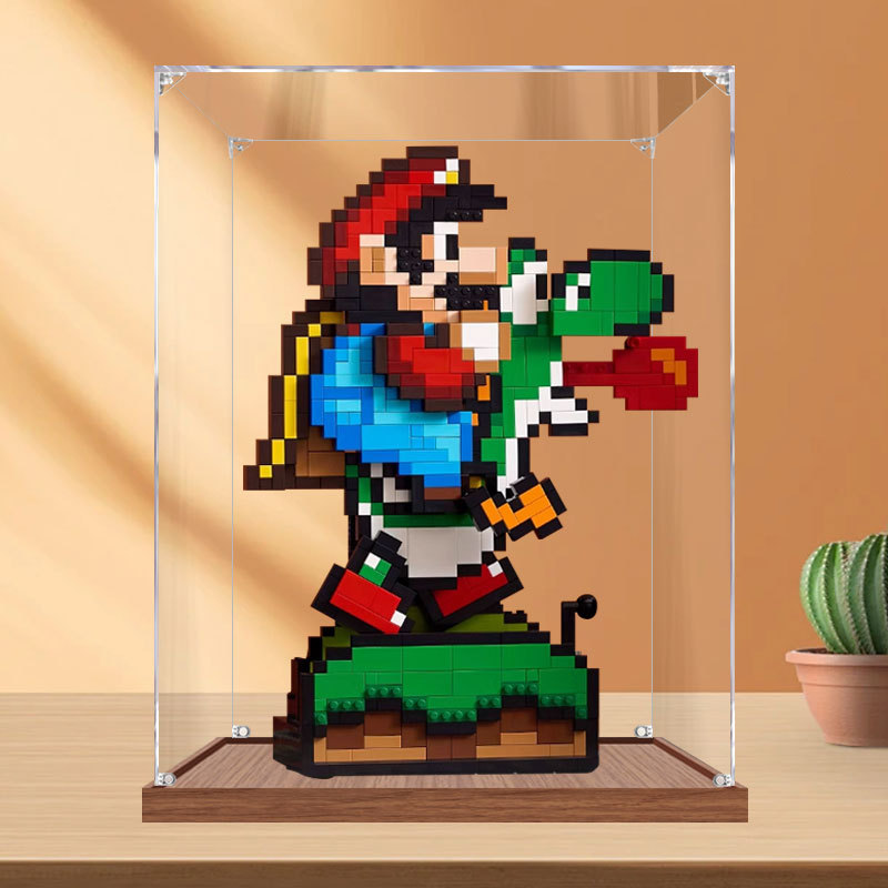 [กล่องแสดงโปร่งใส] กล่องแสดงอะคริลิค Mario และ Yoshi เหมาะสําหรับ Lego 71438 ป้องกันฝุ่นโปร่งใสกล่อง