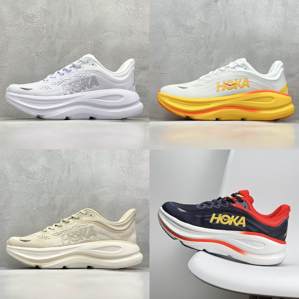 Hoka Bondi 9 รองเท้าวิ่งกว้างสําหรับผู้ชายและผู้หญิงรองเท้าผ้าใบ Unisex คู่ตาข่าย 2025 Cushioning สี