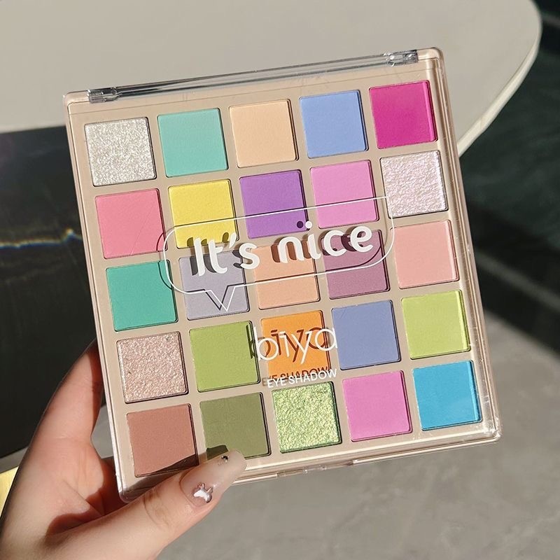 Biya Biya Biya Macaron 25 สีอายแชโดว์ Palette หญิง Dopamine Pearl Glitter สีส้มสีน้ําตาลสี Stage แต่