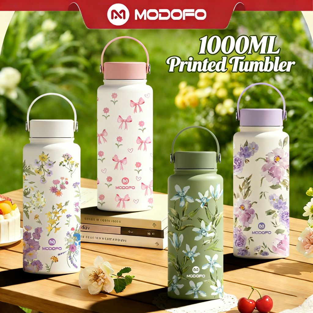 MODOFO 1000ML ฉนวน Tumbler THERMOS ขวดแบบพกพา Aquaflask Tumbler ความงาม Tumbler ขวดน้ําสแตนเลสเย็นทน
