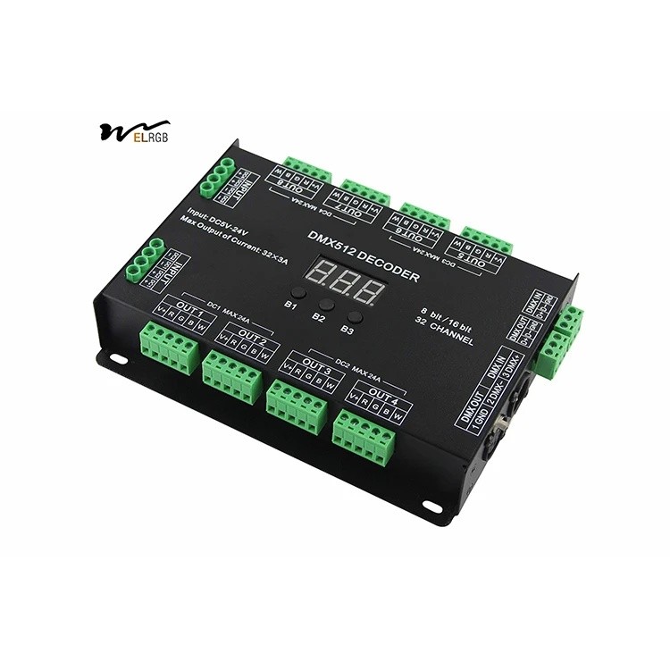 EEJF 32 ช่อง 96A RGBW DMX 512 LED ถอดรหัส Controller DMX Dimmer DC5-24V RGBW ไฟ LED 8 บิต/16 บิต &**