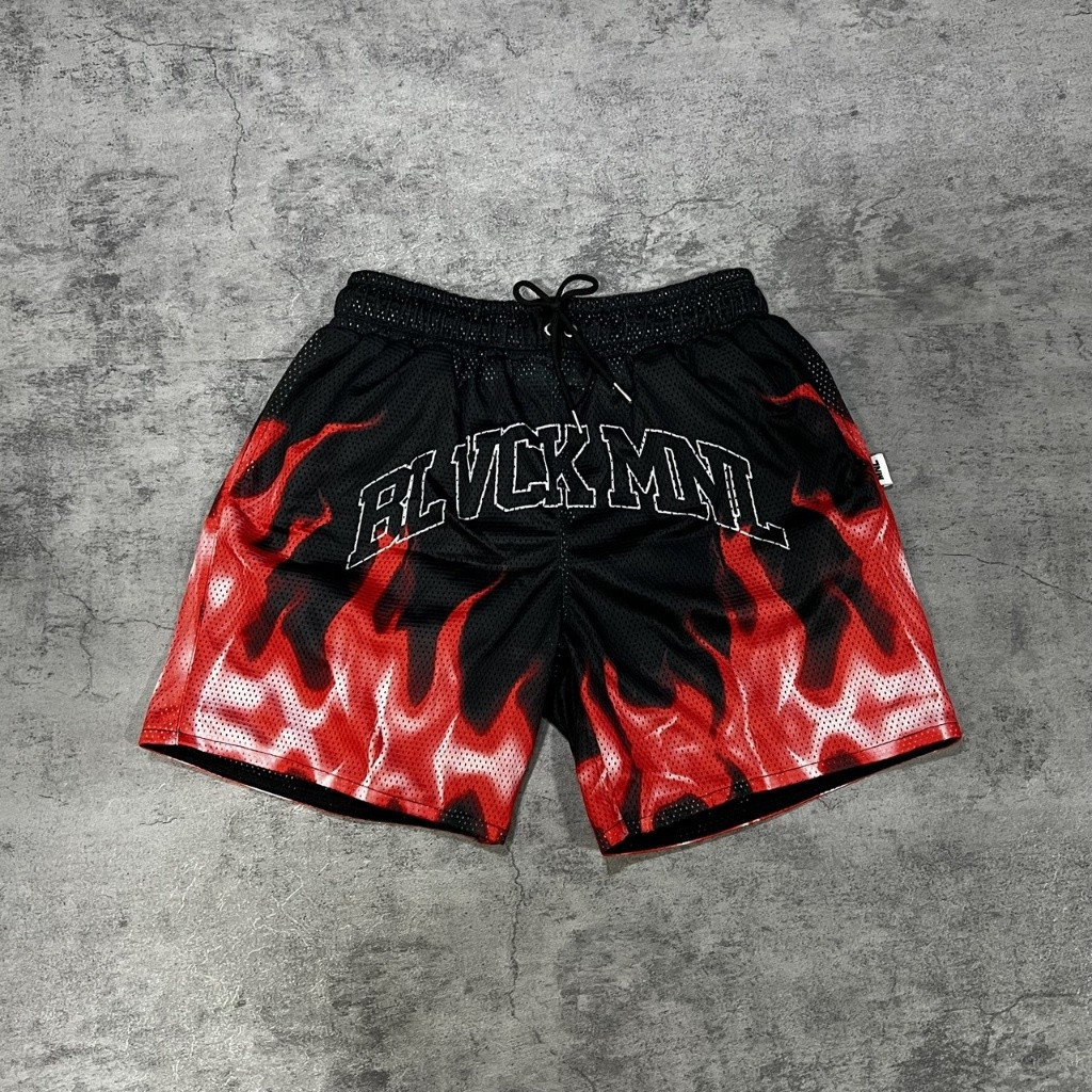 FLAMES MESH SHORTS "BLACK MANILA"