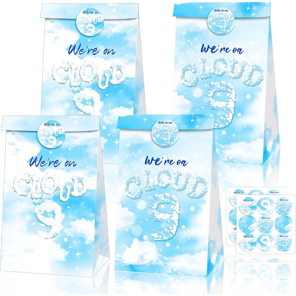LaVenty 12 PCS On Cloud 9 Party กระเป๋า 9th Birthday Party Favor Treat Candy Goodie กระเป๋าสําหรับบน