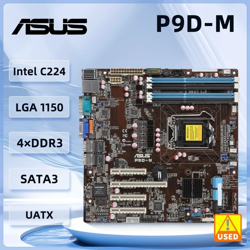ASUS P9D-M เซิร์ฟเวอร์เมนบอร์ด LGA 1150 Intel C224 DDR3 32GB รองรับ Core i3/Xeon E3-1200 v3 ATX