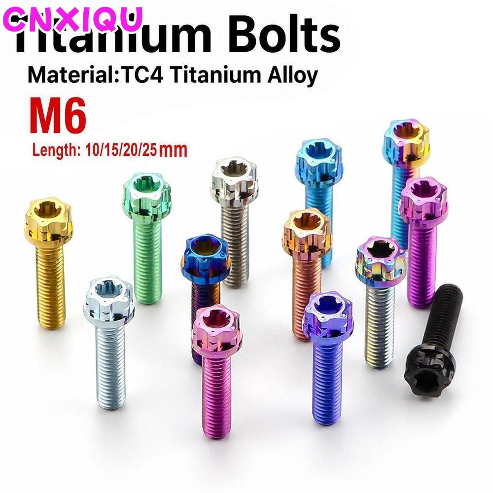 CNXIQU Flange Torx Bolt, หลายสี GR5 Titanium Alloy Titanium Bolt, M6 Fairing Bolt