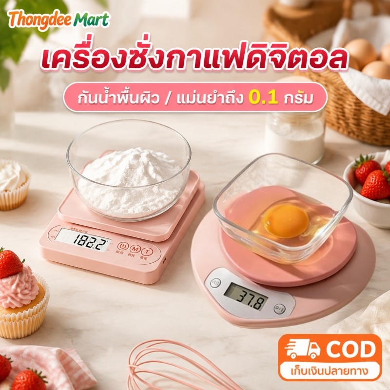 เครื่องชั่งอาหารรูปหัวใจ ตาชั่งดิจิตอล จอLED มีความแม่นยำถึง 0.1g/1g กันน้ำ เครื่องชั่งครัวดิจิตอล ชาร์จได้/ใช้ถ่าน