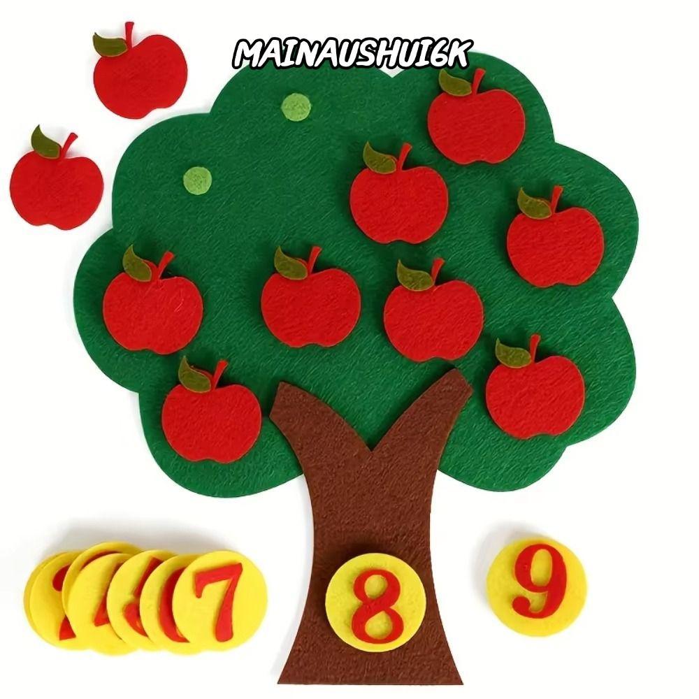 MAINAUSHUI6K Felt Number Learning Toy, Interactive 1-10 Number Felt Tree, DIY Number Learning Non-ทอ