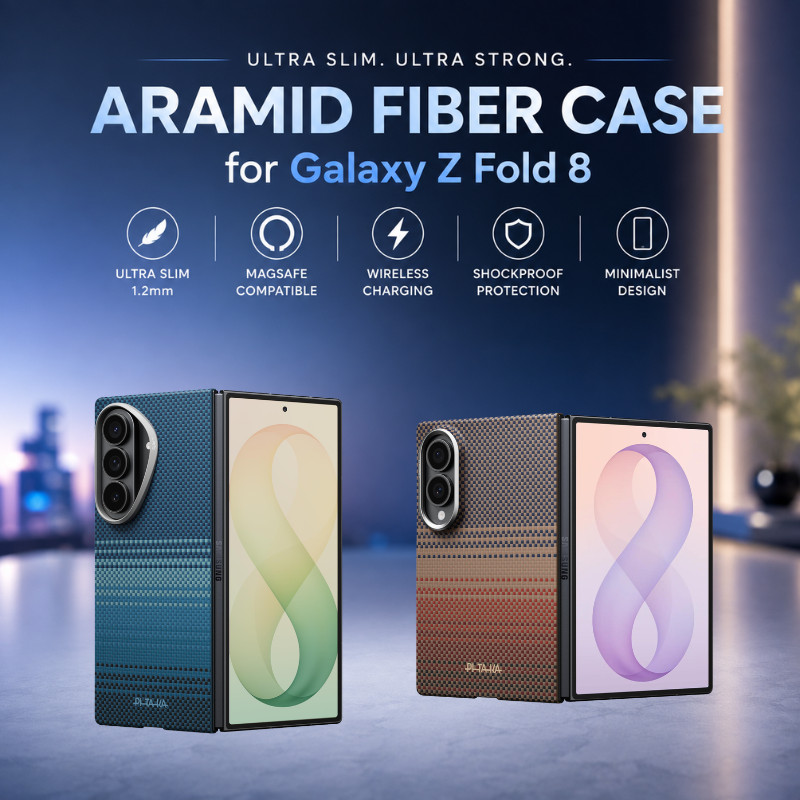 Ultra Slim MagSafe-Compatible Aramid Fiber Case for Galaxy Z Fold 8 – Lightweight, Shock-Resistant, Minimalist Design with Wireless Charging Support – Various Patterns Available