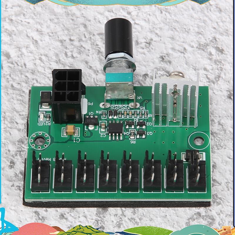เคสคอมพิวเตอร์ 12V Miner Fan Speed Controller 8-Channel Fan Hub PWM High-Power Violent Fan Controlle