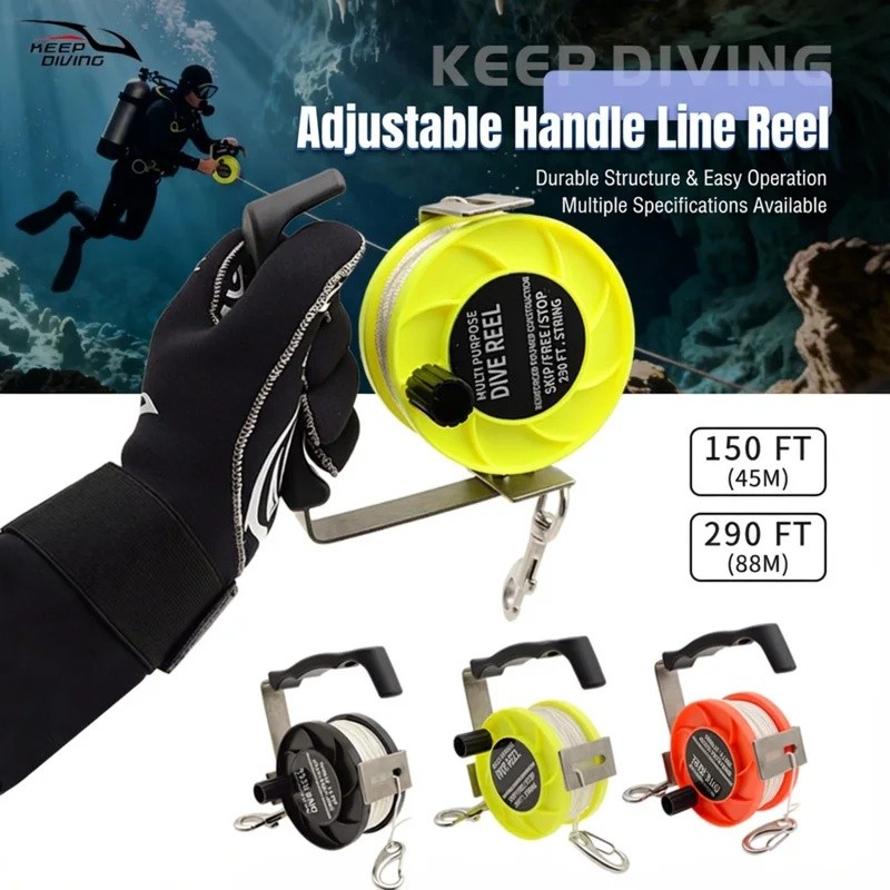 150m/290ft Cave Diving Reel พร้อมที่จับปรับได้ - คู่มือทางเทคนิค Line Reel สําหรับ SMB, การดําเนินงา