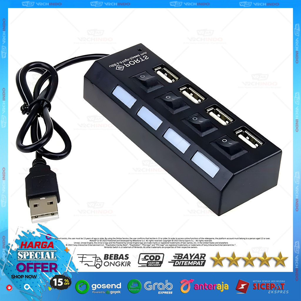 USB Hub 4 Port / USB Port Expander พร้อมสวิตช์เปิดปิดส่วนบุคคลสําหรับแล็ปท็อปและพีซี