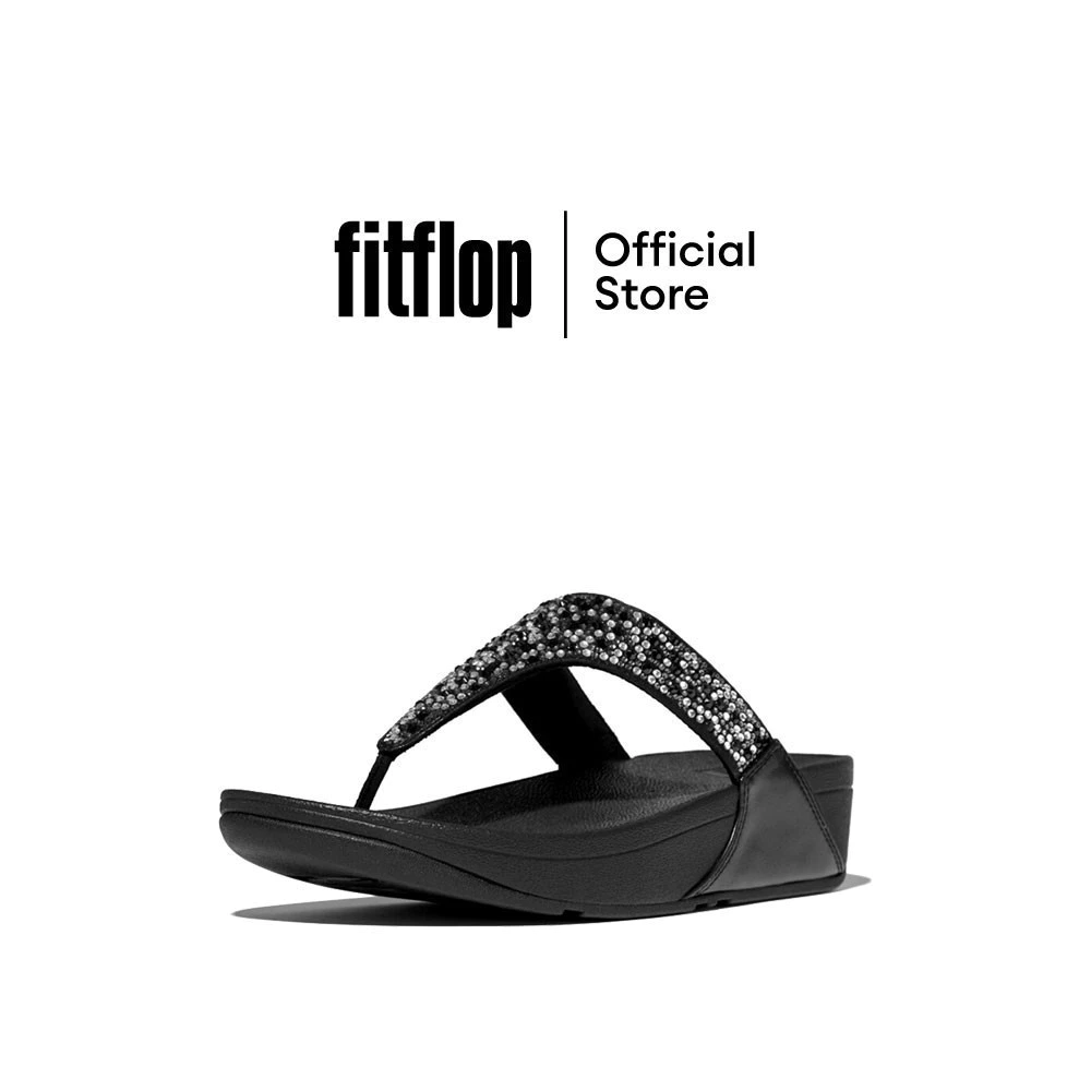 FITFLOP LULU CRYSTAL-MIX TOE-POST รองเท้าแตะแบบหูหนีบผู้หญิง รุ่น JE3-090 สี BLACK