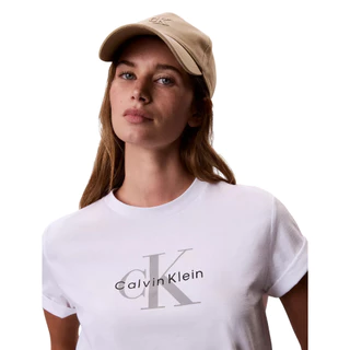 CALVIN KLEIN เสื้อยืดคอกลมแขนสั้นผู้หญิง Monogram Logo ทรง Regular รุ่น 47B864G YAF-สีขาว