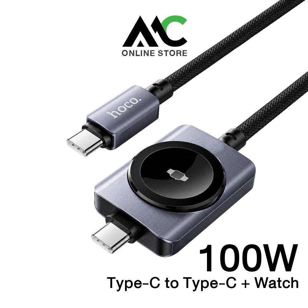 HOCO CW66 สายชาร์จ 2in1 PD 100W TC-TC สายชาร์จนาฬิกา iOS Watch + สายชาร์จเร็ว Watch Charging and Data Cable