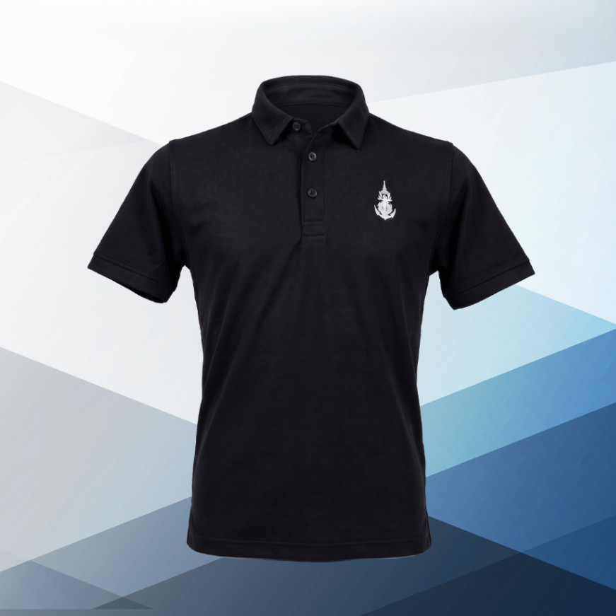 เสื้อโปโลสมอเรือ แขนสั้น พิมพ์ตราสัญลักษณ์หน่วยทหารเรือ เหมาะแฟนธีมทหาร ทุกเพศ