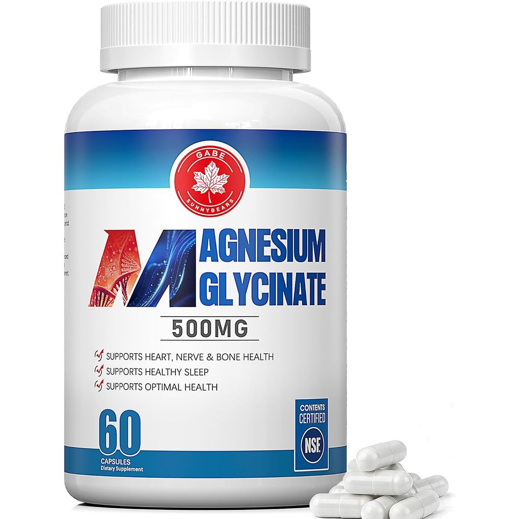 Magnesium Glycinate 500mg – ได้รับการรับรอง NSF – พร้อม B6 & B12 สําหรับผ่อนคลายและพยุงกล้ามเนื้อ – 