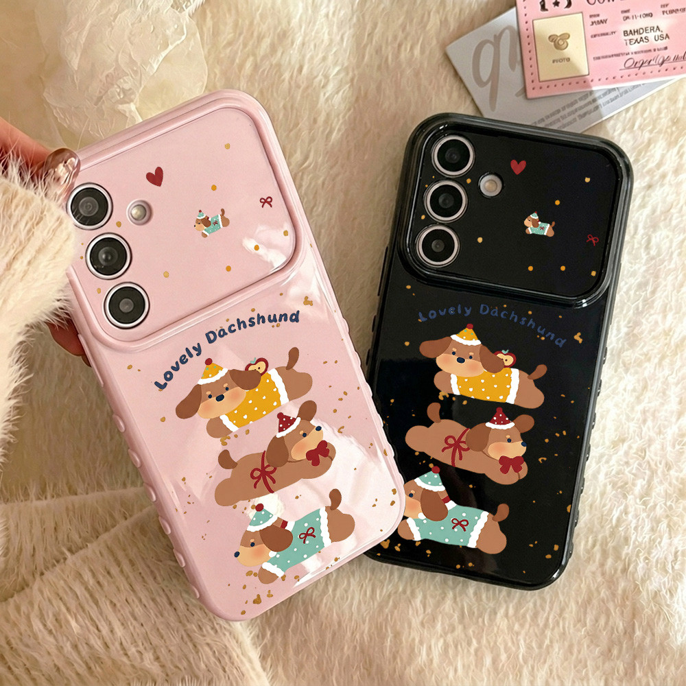 เคสโทรศัพท์ดัชชุนด์น่ารัก For Samsung A56 A36 A37 A27 A55 A17 A35 A57 A26 A54 A16 A07 A06 เคสกันกระแทกแบบนุ่มลายหัวใจ