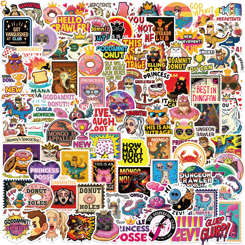 100 แผ่น Dungeon Crawler Carl Graffiti สติกเกอร์กีตาร์ตกแต่งโน้ตบุ๊คกระเป๋าเดินทาง DIY กันน้ํา