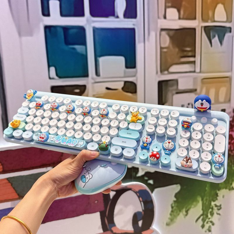 Dopamine DIY Tinkerbell Cat Mouse Keyboard Wireless Boys Girls Cute Cartoon Keyboard Wireless Keyboa