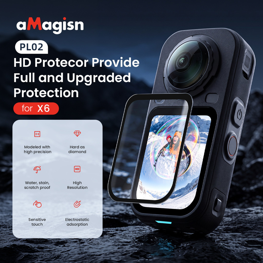 AMagisn สําหรับ Insta360 X6 ฟิล์มนิรภัย HD ฟิล์มป้องกันหน้าจออุปกรณ์เสริมกล้องพาโนรามา