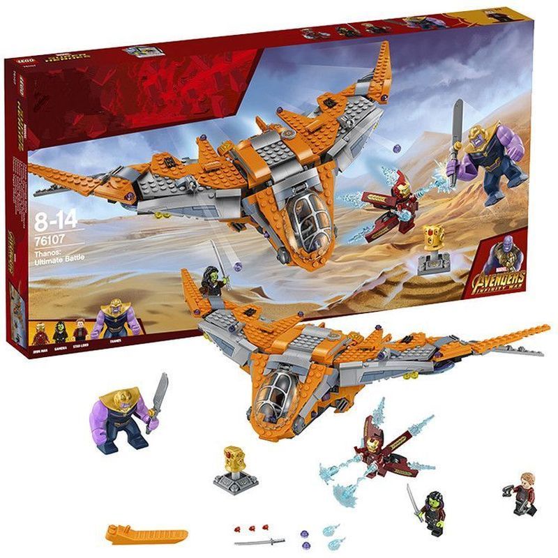 Superhero 76107 Avengers Thanos Ultimate Battle Plane Iron Man Building Block ของเล่น 10839