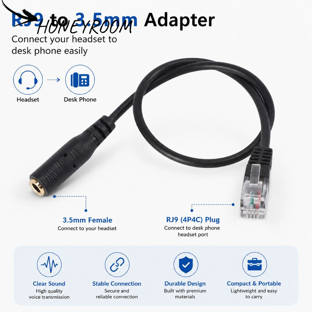 HONEYROOM RJ9 สายอะแดปเตอร์, 3.5 มม.ถึง RJ9 Universal RJ9 Connector, Professional เปลี่ยนอะไหล่ชุดหู