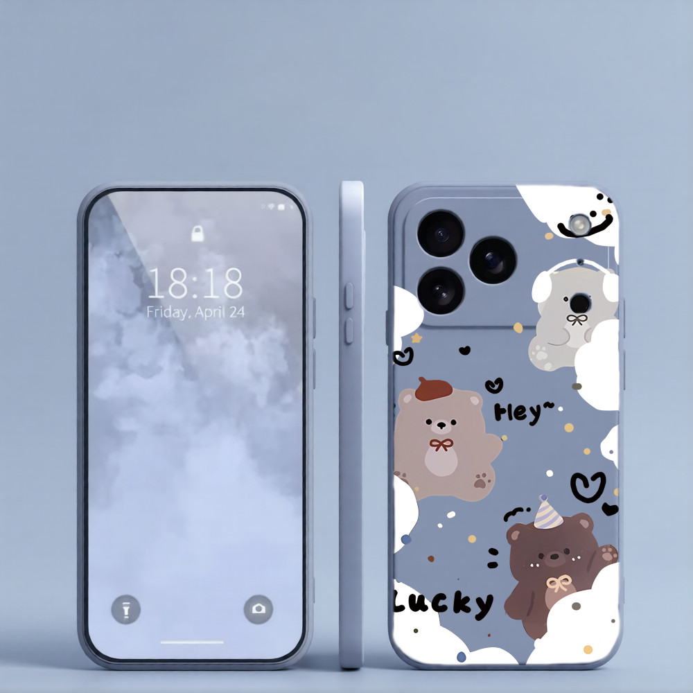 ชุดหูฟังหูสามหมีเคสโทรศัพท์เหมาะสําหรับRealme C71 15Pro 15 15T 13Pro + 12Pro + 11Pro + 11 9Pro V15 X