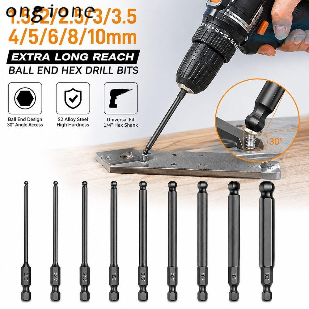 ONGIONE Ball End Hex Bit, ลด Shank Single End Hex ไขควง, Ball End Wear Resistance Steel Magnetic Dri