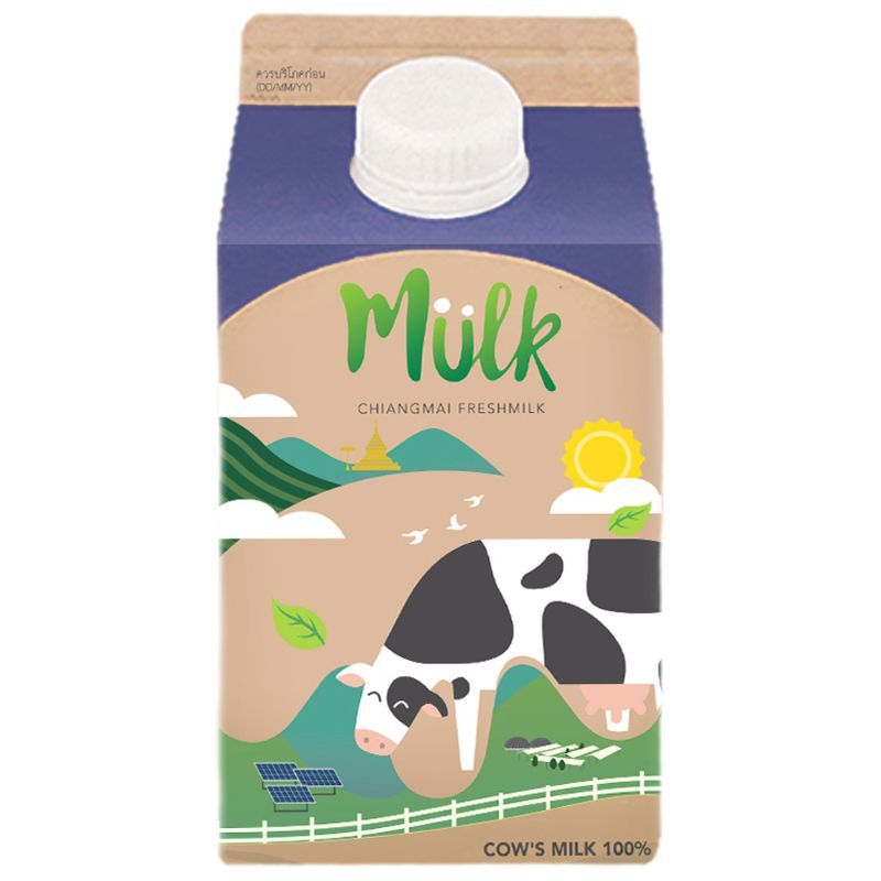 มักน้ำนมโคพาสเจอร์ไรส์รสจืด 450มล. Mulk Pasteurized Milk Plain Flavor 450ml. [หมายเลขบาร์โค้ด 8852371060242 ]