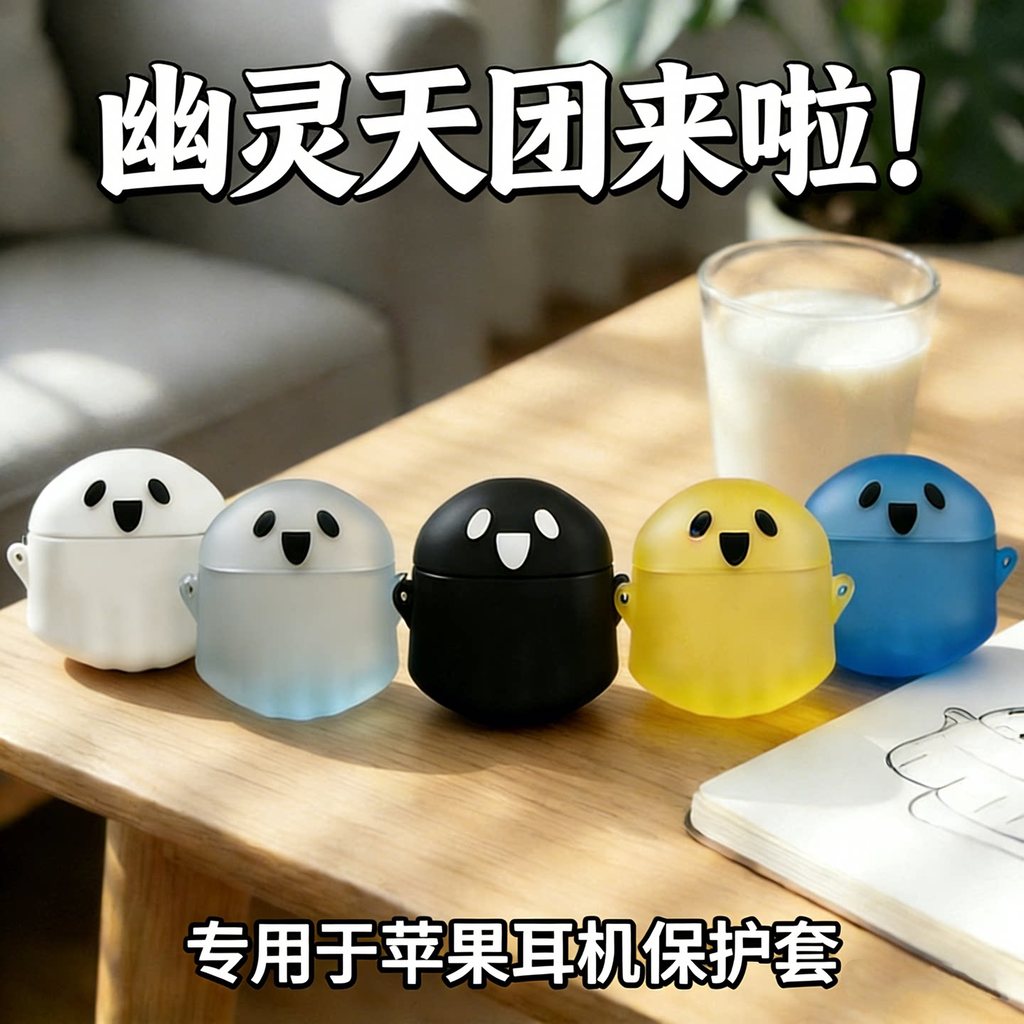 Ghost เหมาะสําหรับ airpods4 เคสป้องกัน airpodspro2 เคสป้องกัน 3 เคสชุดหูฟังบลูทูธ Apple airpod น่ารั