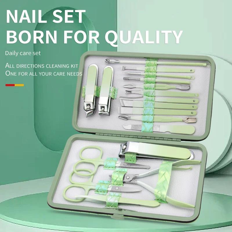 18PCS Nail Clipper Set Nail Clipper Full Set Of Tools Manicure To Remove Dead Skin Diagonal Nail Pli