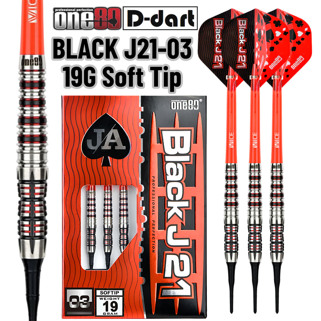 ONE80 SOFT TIP DART - 19G BLACK J21-03 90% TUNGSTEN DARTS SOFT TIP DARTS (ARROW DART LEMBUT)