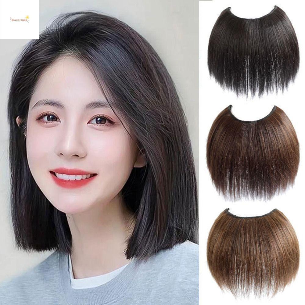 GOURMETGALORE วิกผมครึ่งตัวรูปตัว U, Fluffy สังเคราะห์สั้นตรง Extension, อุปกรณ์เสริมผมธรรมชาติปลอมที่มองไม่เห็นแผ่นผมผู้หญิง/สาว