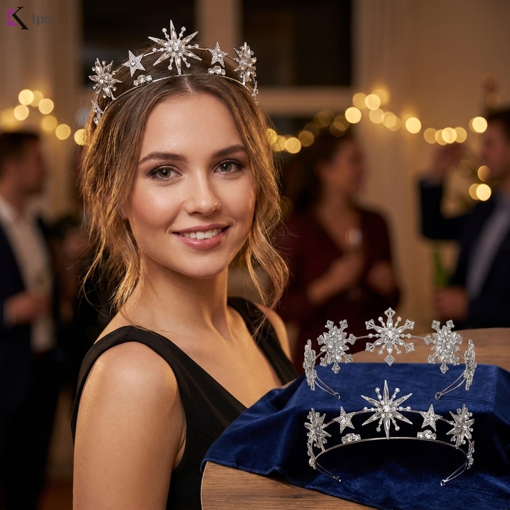 Rhinestone Star Crown Hairband ชุดคริสตัล Headpiece สําหรับงานแต่งงาน