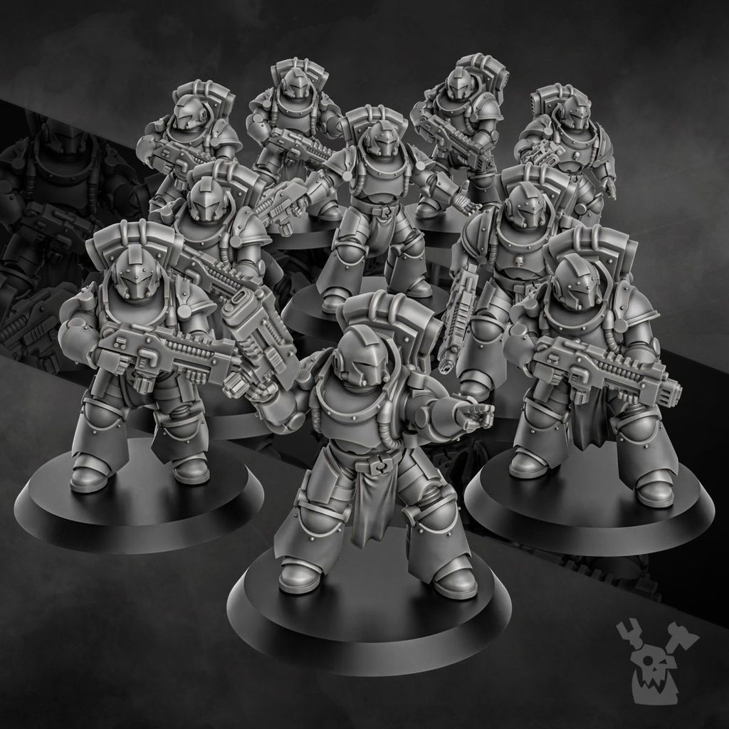 ขายร้อนแนะนํา [Warhammer 40K Chess Piece] Original Casting Strike Team Ten People 40K Chess Piece Wh