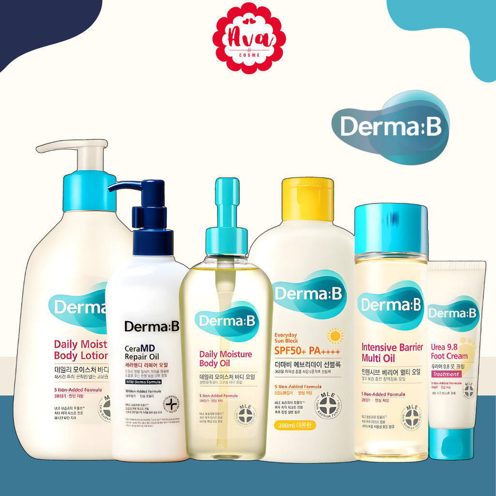 Derma:B เดอร์มาบี Sunblock, Body Oil,Body Lotion,Body Wash, Multi Oil, Foot Cream บำรุงผิว