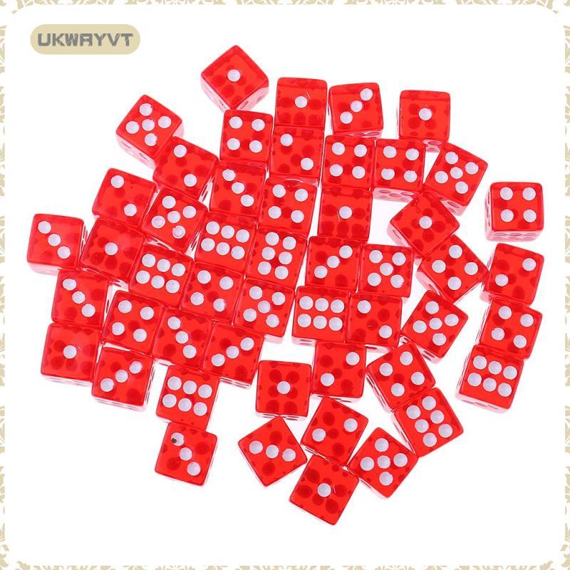 [ukwryvt] 50 ชิ้นอะคริลิค 6 จุดด้านข้างลูกเต๋า D6 สําหรับการเล่นตามบทบาท RPG เกมกระดาน KTV